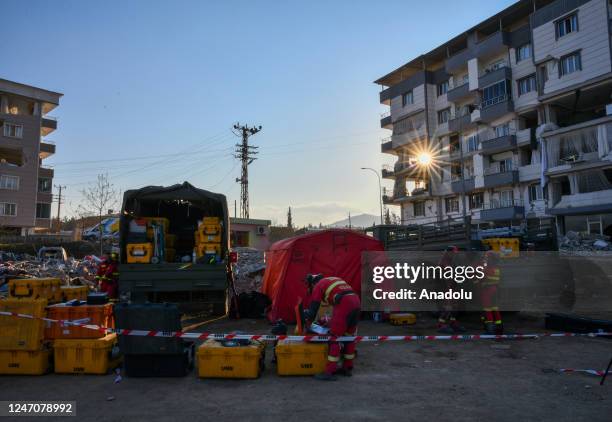 People Spanish personnel continue search and rescue operations in Nurdagi and Islahiye districts of Gaziantep after 7.7 and 7.6 magnitude earthquakes...