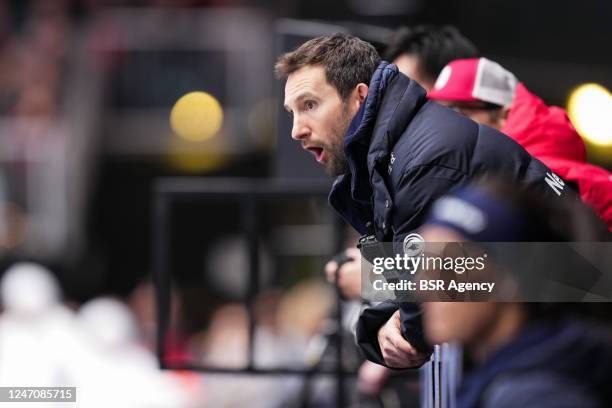 Coach Niels Kerstholt of the Netherlands during the ISU World Cup Finals Short Track at Optisport Sportboulevard on February 12, 2023 in Dordrecht,...