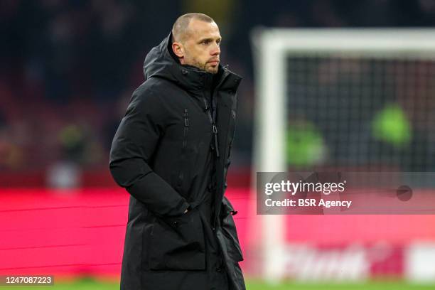 Head Coach John Heitinga of Ajax during the Dutch Eredivisie match between Ajax and RKC Waalwijk at Johan Cruyff ArenA on February 12, 2023 in...