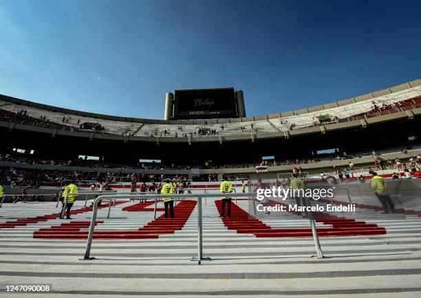 General view of Estadio Mas Monumental Antonio Vespucio Liberti before a match between River Plate and Argentinos Juniors as part of Liga Profesional...