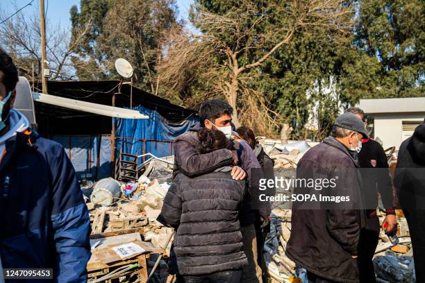Man comforts a woman mourning the loss of a loved one during the earthquake. Turkey and Syria have experienced the most severe earthquakes to hit the...