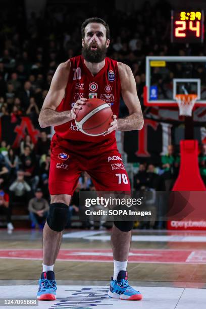 Luigi Datome of EA7 Emporio Armani Milan in action during LBA Lega Basket A 2022/23 Regular Season game between Pallacanestro Varese OpenJobMetis and...