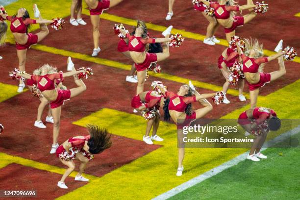 Kansas City Chiefs cheerleaders during Super Bowl LVII between the Philadelphia Eagles and the Kansas City Chiefs on Sunday, February 12th, 2023 at...