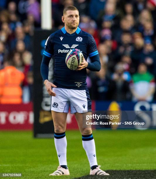 Finn Russell in action for Scotland during a Guinness Six Nations match between Scotland and Wales at BT Murrayfield, on February 11 in Edinburgh,...