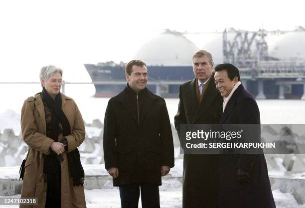 Dutch Economic Affairs Minister Maria Josephine van der Hoeven, Russian President Dmitry Medvedev, Prince Andrew Duke of York and Japan's Prime...