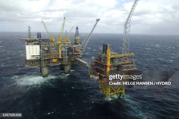 Air view of the Oseberg Gas Platform in The North Sea, taken 19 April 2007, prior the visit of Austrian President Heinz Fischer and Norwegian King...