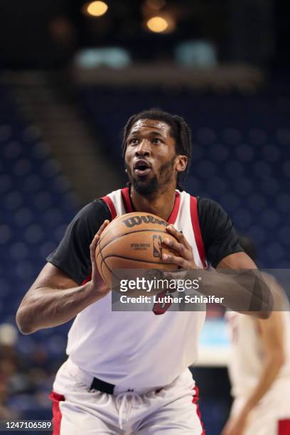 Kadeem Jack of the Sioux Falls Skyforce prepares to shoot a free throw during the game against the Westchester Knicks on February 10, 2023 in...