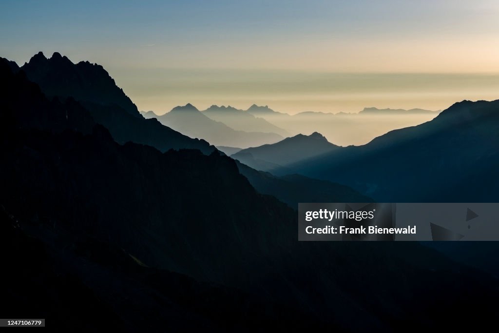 High alpine landscape with mountains and ridges of the...