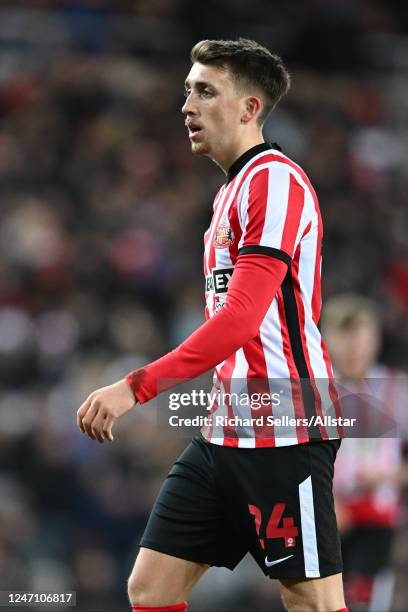 Dan Neil of Sunderland in action during the FA Cup Fourth Round replay match between Sunderland FC and Fulham FC at Stadium of Light on February 8,...