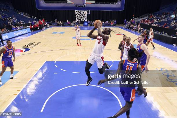 Marcus Garrett of the Sioux Falls Skyforce makes a lay up during the game against the Westchester Knicks on February 10, 2023 in Bridgeport, CT. NOTE...