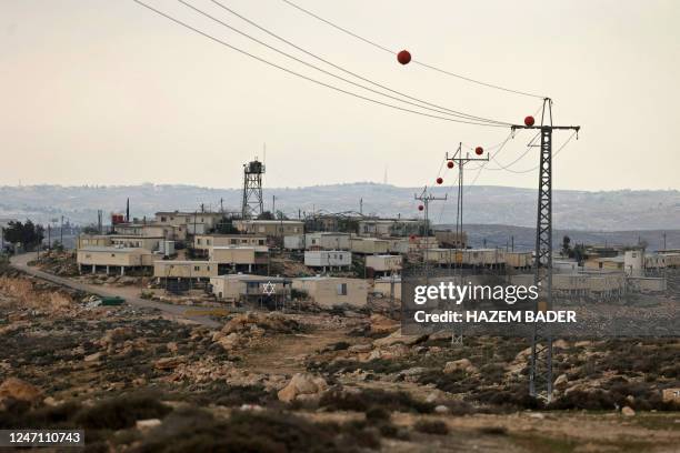 Picture shows Asael, an Israeli outpost located in the south of the occupied West Bank, on February 13, 2023. - Israel's security cabinet announced...