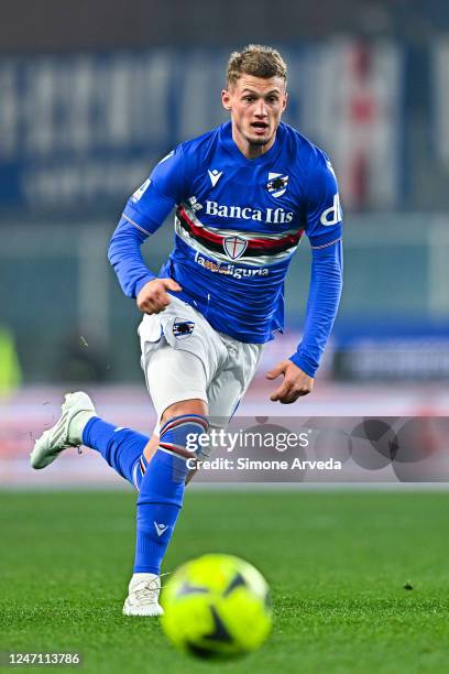 Michael Cuisance of Sampdoria is seen in action during the Serie A match between UC Sampdoria and FC Internazionale at Stadio Luigi Ferraris on...