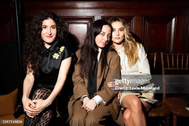 Kate Berlant, Willa Bennett and Zoey Deutch. In the front row at Coach Fall 2023 Ready To Wear Fashion Show at Park Avenue Armory on February 13,...