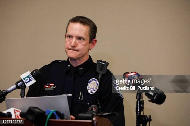 Lansing interim Police Deputy Chief Chris Rozman holds a news conference following an active shooter situation on the campus of Michigan State...