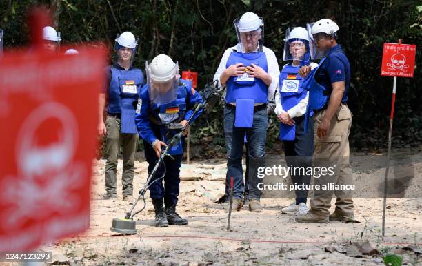 February 2023, Cambodia, Siemreab: German President Frank-Walter Steinmeier and his wife Elke Büdenbender visit HALO Trust's humanitarian demining...