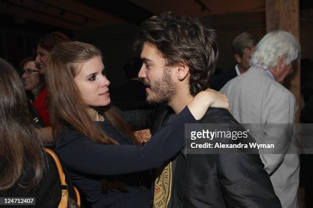 Actress Kate Mara and actor Emile Hirsch attend "A Dangerous Method" party hosted by GREY GOOSE Vodka at Soho House Pop Up Club during the 2011...
