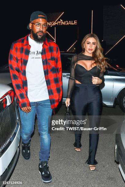Marcus Jordan and Larsa Pippen are seen on February 13, 2023 in Los Angeles, California.
