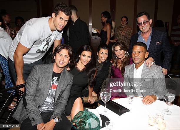 Kris Humphries, Jonathan Cheban, Kim Kardashian, Kourtney Kardashian, Loren Ridinger, Benny Medina and JR Ridinger attends Duane McLaughlin's "Ready...