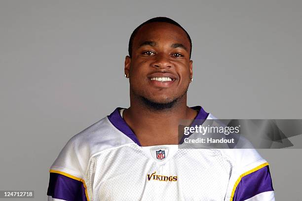 In this handout image provided by the NFL, Percy Harvin of the Minnesota Vikings poses for his NFL headshot circa 2011 in Eden Prairie, Minnesota.