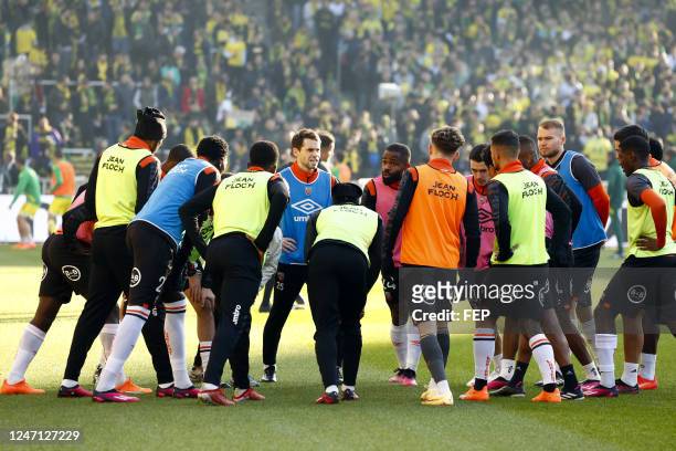 Maxime WACKERS - 25 Vincent LE GOFF during the Ligue 1 Uber Eat match between Nantes and Lorient at Beaujoire Stadium on February 12, 2023 in Nantes,...