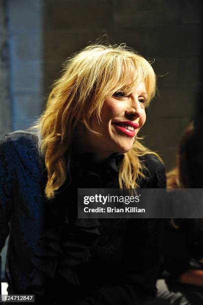 Courtney Love attends the Edun Spring 2012 fashion show during Mercedes-Benz Fashion Week at 330 West Street on September 11, 2011 in New York City.