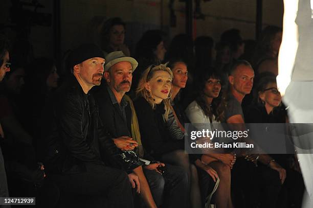 The Edge, Michael Stipe, Courtney Love, Naomi Campbell, and Sting attend the Edun Spring 2012 fashion show during Mercedes-Benz Fashion Week at 330...