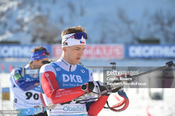Jonas Marecek of Czech Republic competes during the Men 20 km Individual at the IBU World Championships Biathlon Oberhof on February 14, 2023 in...