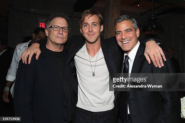 Actors Albert Brooks, Ryan Gosling and Actor/Director George Clooney attend "A Dangerous Method" party hosted by GREY GOOSE Vodka at Soho House Pop...