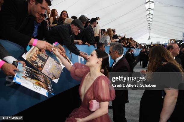 January 19, 2020: Emily Hampshire arriving at the 26th Screen Actors Guild Awards at the Los Angeles Shrine Auditorium and Expo Hall on Sunday,...