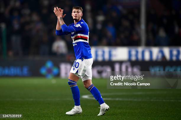 Michael Cuisance of UC Sampdoria gestures during the Serie A football match between UC Sampdoria and FC Internazionale. The match ended 0-0 tie.
