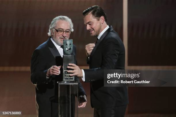 January 19, 2020: Robert De Niro is presented by Leonardo DiCaprio with a lifetime achievement award during the show at the 26th Screen Actors Guild...