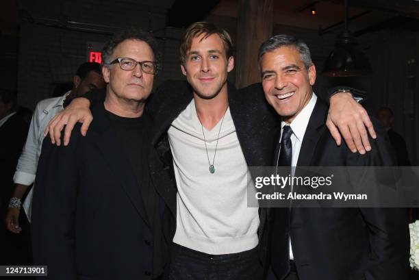 Actors Albert Brooks, Ryan Gosling and Actor/Director George Clooney attend "A Dangerous Method" party hosted by GREY GOOSE Vodka at Soho House Pop...