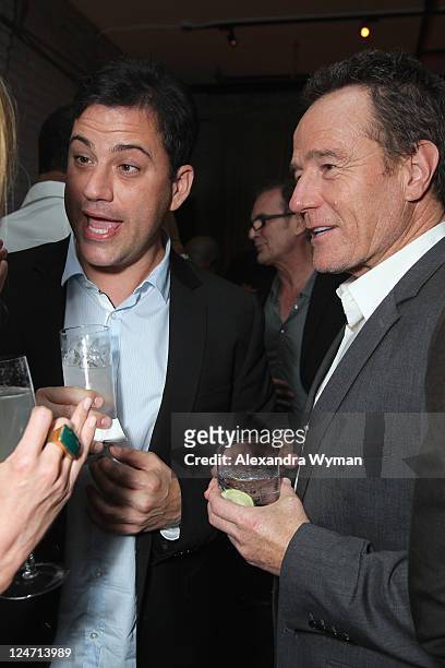 Show Host Jimmy Kimmel and Actor Bryan Cranston attend "A Dangerous Method" party hosted by GREY GOOSE Vodka at Soho House Pop Up Club during the...