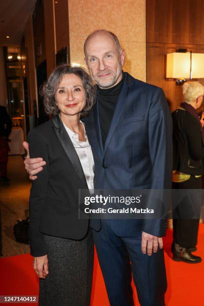 Götz Schubert and Simone Witte attend the Askania Award 2023 at Berlin Capital Club on February 14, 2023 in Berlin, Germany.