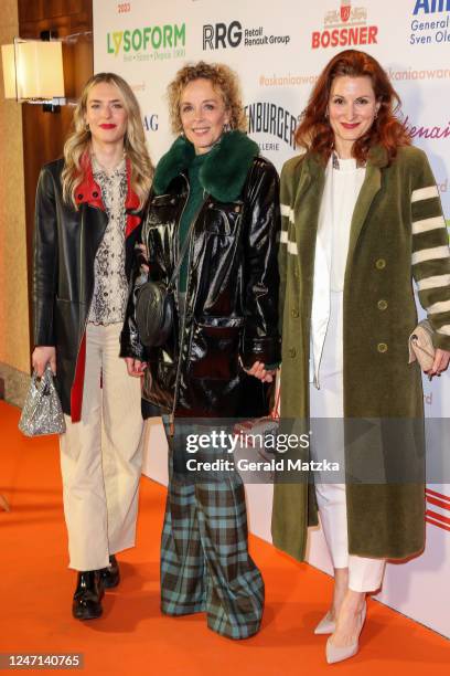 Paula Riemann, Katja Riemann and Nadine Schori attend the Askania Award 2023 at Berlin Capital Club on February 14, 2023 in Berlin, Germany.