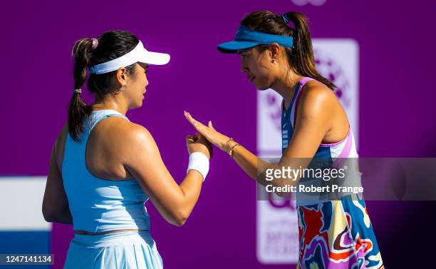 Latisha Chan of Chinese Taipei and Hao-Ching Chan of Chinese Taipei in action against Nicole Melichar-Martinez of the United States and Ellen Perez...