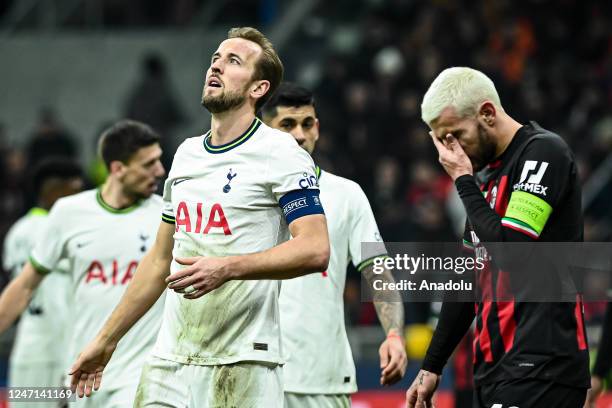 Harry Kane of Tottenham Hotspur and Theo Hernandez of AC Milan react during the UEFA Champions League football match between AC Milan and Tottenham...