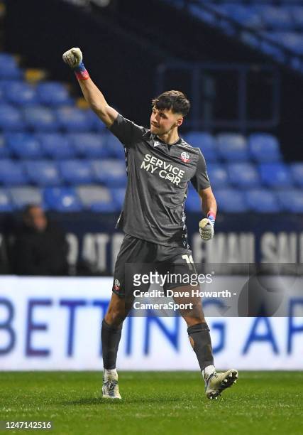 Bolton Wanderers' James Trafford celebrates during the Sky Bet League One between Bolton Wanderers and Milton Keynes Dons at University of Bolton...