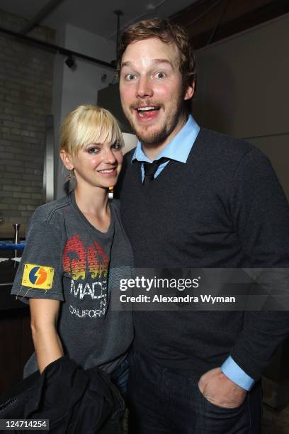 Actress Anna Faris and Chris Pratt attend "A Dangerous Method" party hosted by GREY GOOSE Vodka at Soho House Pop Up Club during the 2011 Toronto...