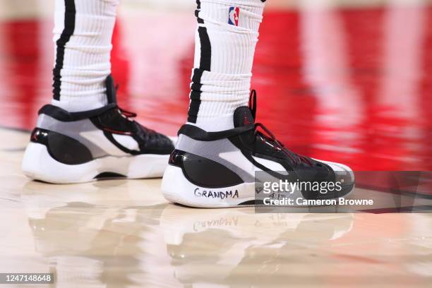 The sneakers worn by Bradley Beal of the Washington Wizards during the game against the Portland Trail Blazers on February 14, 2023 at the Moda...