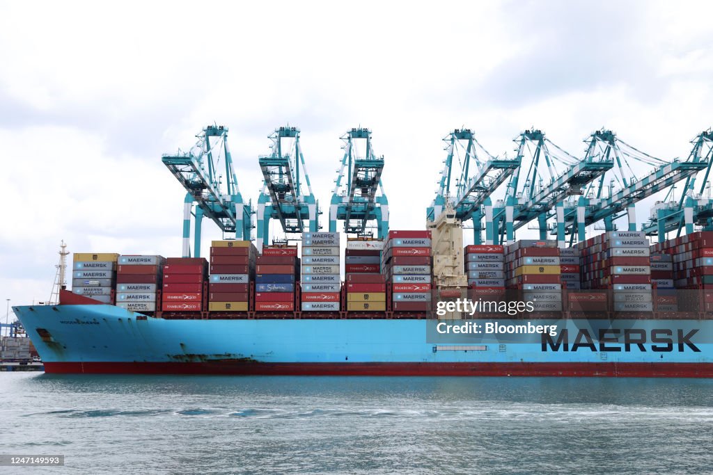 Container Tanjung The Mogens Maersk container ship docked at the Port of Tanjung... News ...