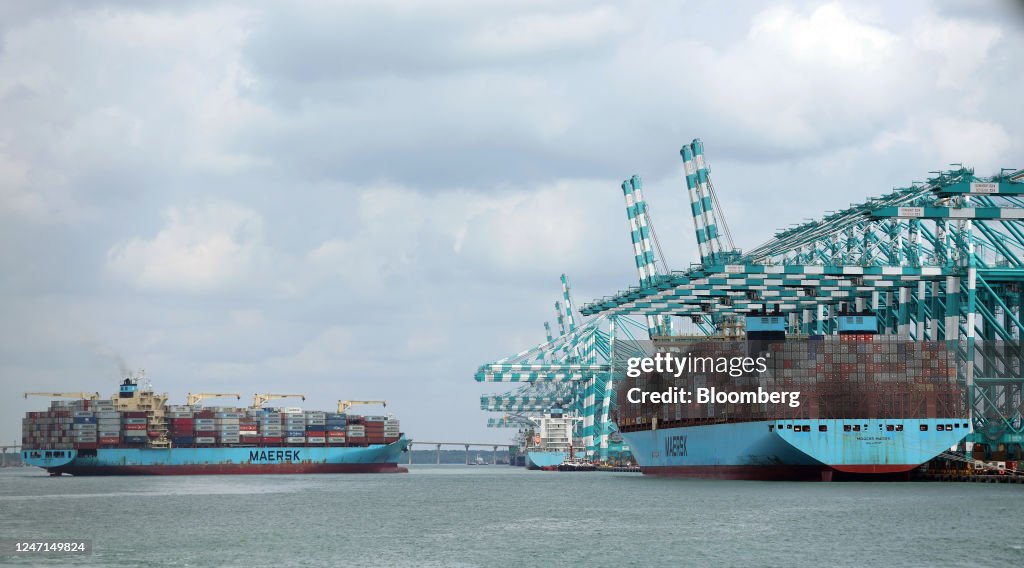 Container Tanjung The Maersk Chilka, left, and Mogens Maersk container ships at the ...