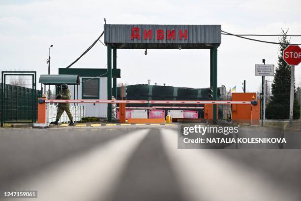 View of the Divin border crossing point between Belarus and Ukraine in the Brest region on February 15, 2023.