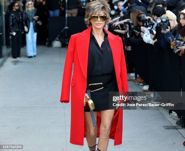 Lisa Rinna is seen arriving to the Michael Kors show on February 15, 2023 in New York City.