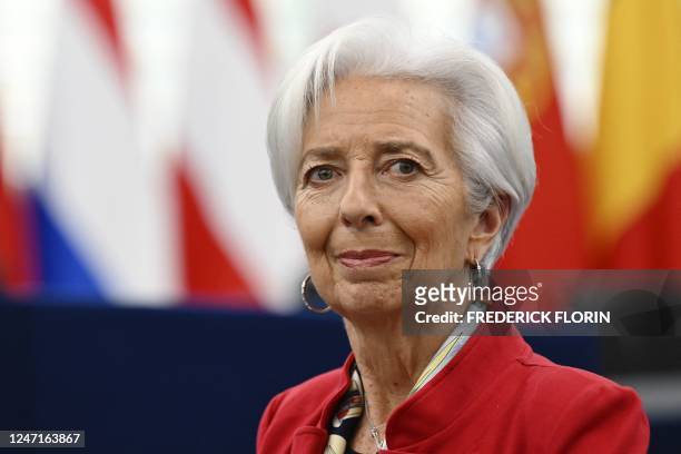 European Central Bank President Christine Lagarde attends a debate, as part of a plenary session at the European Parliament in Strasbourg, eastern...
