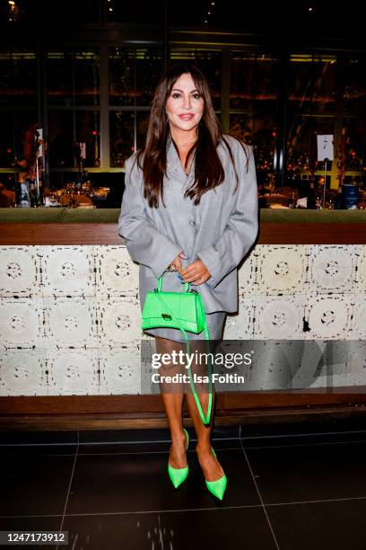 German actress Simone Thomalla attends the Gala dinner and soiree in honour of Mario Adorf at 1907 restaurant on February 15, 2023 in Berlin, Germany.