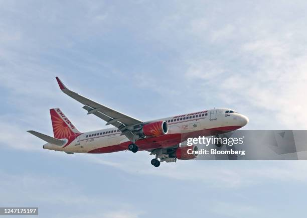An aircraft of Air India Ltd. In Mumbai, India, on Wednesday, Feb. 15, 2023. Air India announced a 470-plane order with Airbus SE and Boeing Co.,...