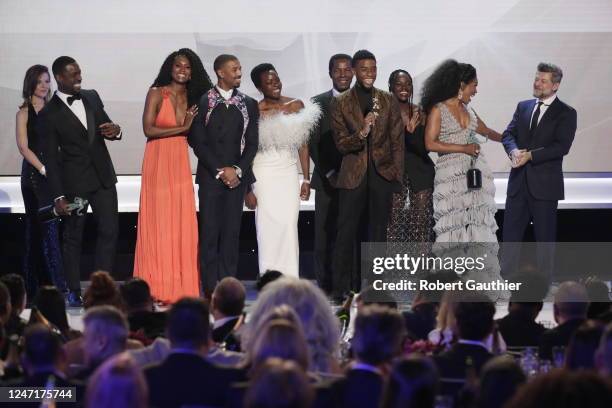 January 27, 2019- The Cast of ?"Black Panther"? accepts Outstanding Performance by a Cast in a Motion Picture onstage during the show at the 25th...