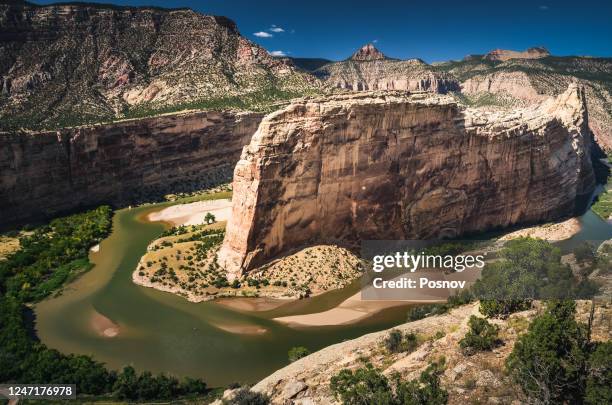 steamboat rock and green river - dinosaur national monument stock pictures, royalty-free photos & images