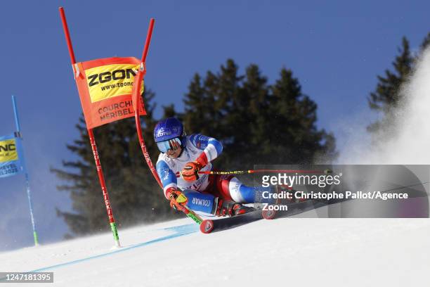 Tessa Worley of Team France competes during the FIS Alpine World Cup Championships Women's Giant Slalom Qualification on February 16, 2023 in...